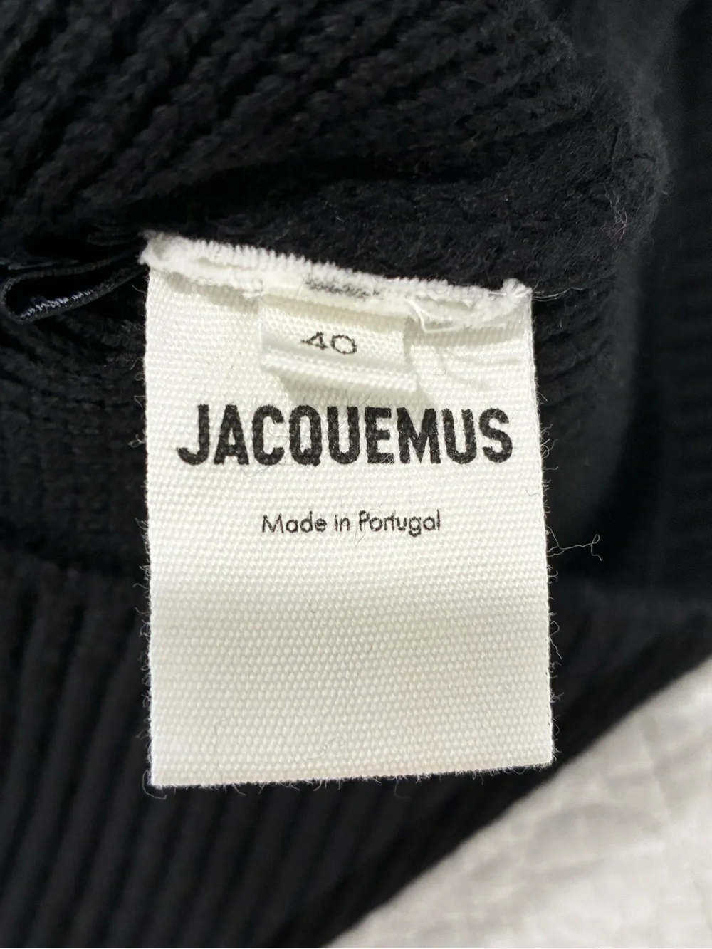 JACQUEMUS Black 100% Merino Wool La Maille Risoul Half Zip Cropped Sweater Sz 40